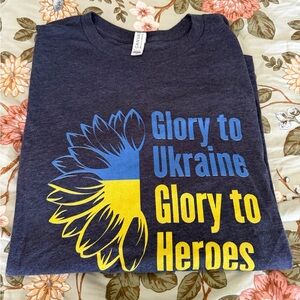 Glory to Ukraine Navy Blue Graphic Tee by Bella Canvas